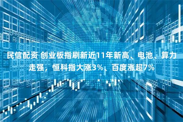 民信配资 创业板指刷新近11年新高、电池、算力走强，恒科指大涨3%、百度涨超7%